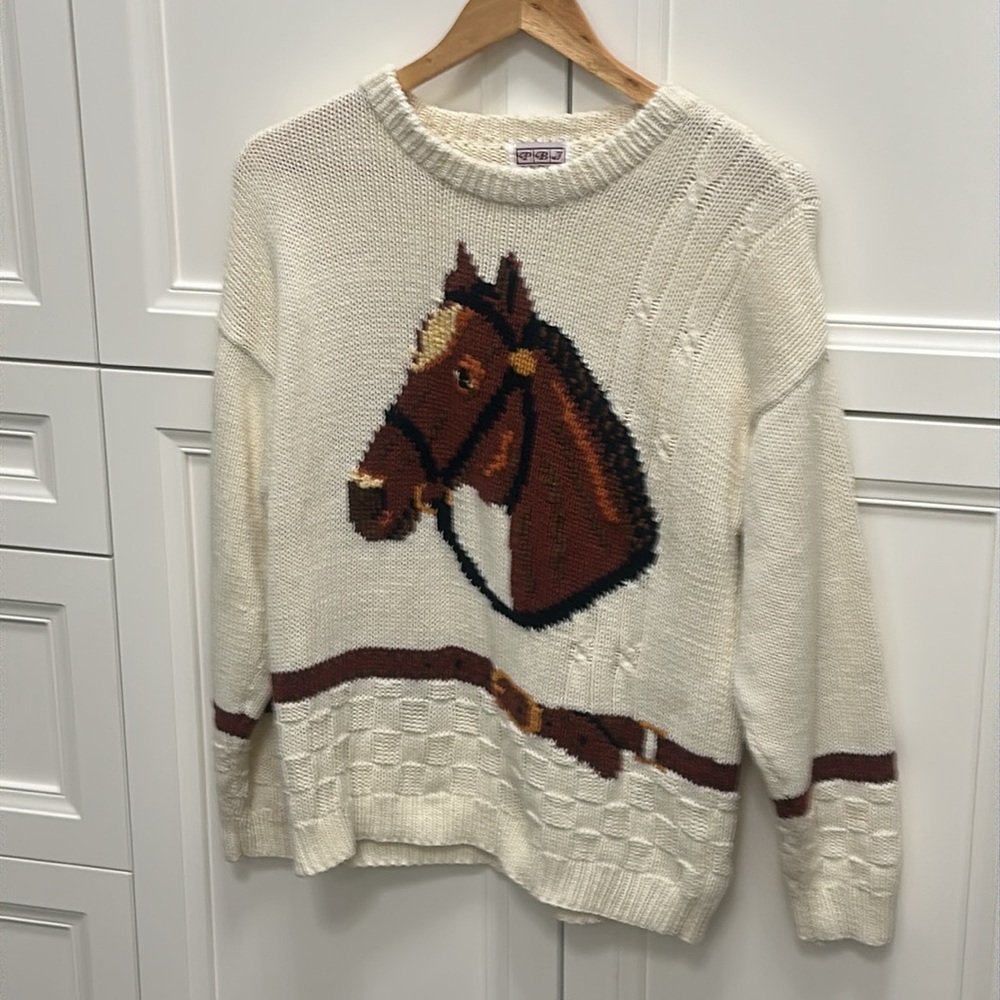 Vintage PBJ Sport fun Horse sweater in good condition. Kentucky Derby Ready.
